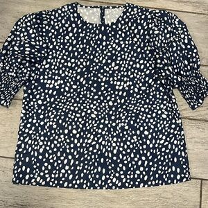 Dalmation Print Navy and White Women’s Blouse XXL